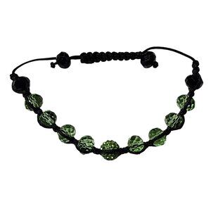 Handmade Green Beaded Black Cord Adjustable Bracelet Friendship Jewelry Women